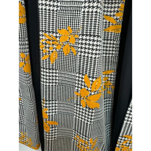 Catherines Womens Black Label Floral Houndstooth Long Cardigan 3X Black Yellow - Picture 3 of 10